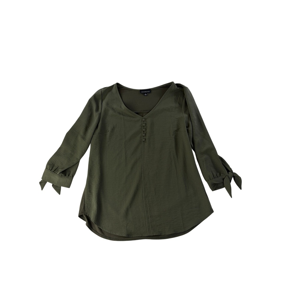 Fortune + Ivy Blouse Womens L Green Henley V-Neck 3/4 Sleeve Casual‎ Stitch Fix